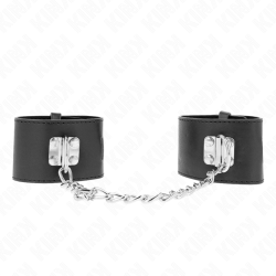 KINK - FESTE HANDGELENKFESSELN MIT KETTE 30 CM UND VORHÄNGESCHLOSS VERSCHLUSS SCHWARZ VERSTELLBAR 16-23 CM X… –…