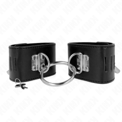 KINK - FESTE HANDGELENKFESSELN MIT RING UND VORHÄNGESCHLOSS VERSCHLUSS SCHWARZ VERSTELLBAR 16-23 CM X 5,5 CM –…
