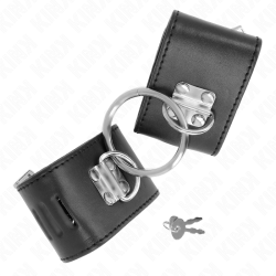KINK - FESTE HANDGELENKFESSELN MIT RING UND VORHÄNGESCHLOSS VERSCHLUSS SCHWARZ VERSTELLBAR 16-23 CM X 5,5 CM –…
