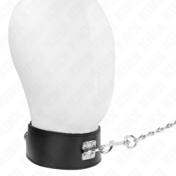 KINK - HALSKETTE MIT GÜRTEL 65 CM MIT BREITEM SCHWARZEN RIEMEN VERSTELLBAR 33,5-41 CM X 5 CM – Produktansicht 2