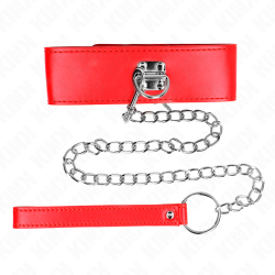 KINK - HALSKETTE MIT GÜRTEL 65 CM MIT BREITEM ROTEN BAND VERSTELLBAR 33,5-41 CM X 5 CM – Produktansicht 2