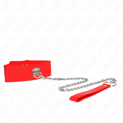 KINK - HALSKETTE MIT GÜRTEL 65 CM MIT BREITEM ROTEN BAND VERSTELLBAR 33,5-41 CM X 5 CM – Produktansicht 3