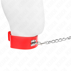 KINK - HALSKETTE MIT GÜRTEL 65 CM MIT BREITEM ROTEN BAND VERSTELLBAR 33,5-41 CM X 5 CM – Produktansicht 5
