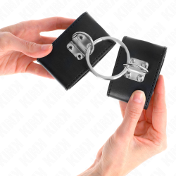 KINK - FESTE HANDGELENKFESSELN MIT RING UND VORHÄNGESCHLOSS VERSCHLUSS SCHWARZ VERSTELLBAR 16-23 CM X 5,5 CM –…
