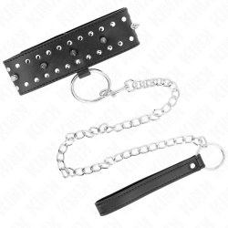 KINK - HALSKETTE MIT LEINE 65 CM MIT SILBERNEN NIETEN MODELL 1 VERSTELLBAR 36-43 CM X 5 CM – Produktansicht 2