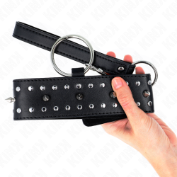 KINK - HALSKETTE MIT LEINE 65 CM MIT SILBERNEN NIETEN MODELL 1 VERSTELLBAR 36-43 CM X 5 CM – Produktansicht 5