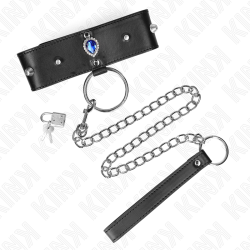 KINK - HALSKETTE 65 CM MIT BAND MIT BLAUEN DIAMANTEN VERSTELLBAR 36-43 CM X 5 CM – Produktansicht 2