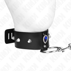 KINK - HALSKETTE 65 CM MIT BAND MIT BLAUEN DIAMANTEN VERSTELLBAR 36-43 CM X 5 CM – Produktansicht 3