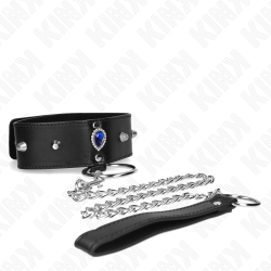 KINK - HALSKETTE 65 CM MIT BAND MIT BLAUEN DIAMANTEN VERSTELLBAR 36-43 CM X 5 CM – Produktansicht 4
