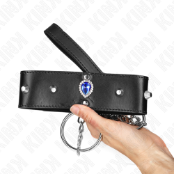 KINK - HALSKETTE 65 CM MIT BAND MIT BLAUEN DIAMANTEN VERSTELLBAR 36-43 CM X 5 CM – Produktansicht 5