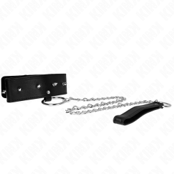 KINK - HALSKETTE 65 CM MIT LEINE MIT SILBERNEN NIETEN MODELL 2 VERSTELLBAR 36-43 CM X 5 CM – Produktansicht 2