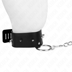 KINK - HALSKETTE 65 CM MIT LEINE MIT SILBERNEN NIETEN MODELL 2 VERSTELLBAR 36-43 CM X 5 CM – Produktansicht 3