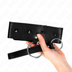 KINK - HALSKETTE 65 CM MIT LEINE MIT SILBERNEN NIETEN MODELL 2 VERSTELLBAR 36-43 CM X 5 CM – Produktansicht 5