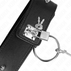 KINK - HALSKETTE 65 CM MIT LEINE MIT SILBERNEN NIETEN MODELL 2 VERSTELLBAR 36-43 CM X 5 CM – Produktansicht 6
