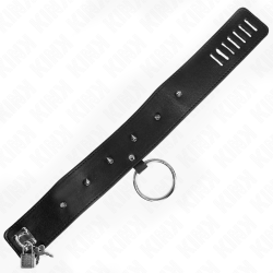 KINK - HALSKETTE 65 CM MIT LEINE MIT SILBERNEN NIETEN MODELL 2 VERSTELLBAR 36-43 CM X 5 CM – Produktansicht 7
