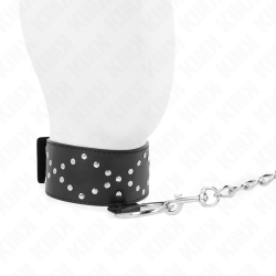 KINK - HALSKETTE 65 CM MIT LEINE MIT SILBERNEN NIETEN MODELL 3 VERSTELLBAR 36-43 CM X 5 CM – Produktansicht 3