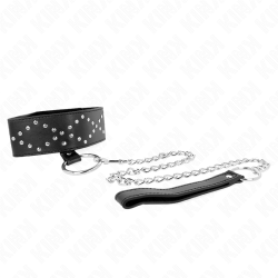 KINK - HALSKETTE 65 CM MIT LEINE MIT SILBERNEN NIETEN MODELL 3 VERSTELLBAR 36-43 CM X 5 CM – Produktansicht 4