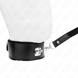 KINK - HALSKETTE MIT LEINE 116 CM MIT SILBERNEN NIETEN MODELL 4 SCHWARZ VERSTELLBAR 40-48 CM X 6 CM – Produktansicht 3