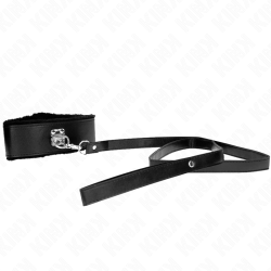 KINK - HALSKETTE MIT LEINE 116 CM MIT SILBERNEN NIETEN MODELL 4 SCHWARZ VERSTELLBAR 40-48 CM X 6 CM – Produktansicht 4