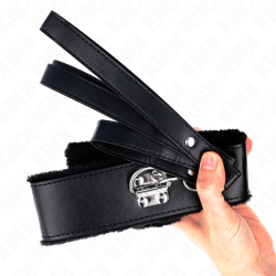 KINK - HALSKETTE MIT LEINE 116 CM MIT SILBERNEN NIETEN MODELL 4 SCHWARZ VERSTELLBAR 40-48 CM X 6 CM – Produktansicht 5