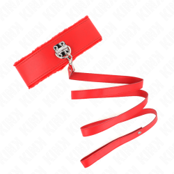 KINK - HALSKETTE MIT LEINE 116 CM MIT SILBERNEN NIETEN MODELL 4 ROT VERSTELLBAR 40-48 CM X 6 CM – Produktansicht 2