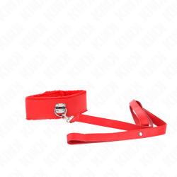 KINK - HALSKETTE MIT LEINE 116 CM MIT SILBERNEN NIETEN MODELL 4 ROT VERSTELLBAR 40-48 CM X 6 CM – Produktansicht 3