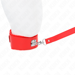 KINK - HALSKETTE MIT LEINE 116 CM MIT SILBERNEN NIETEN MODELL 4 ROT VERSTELLBAR 40-48 CM X 6 CM – Produktansicht 4