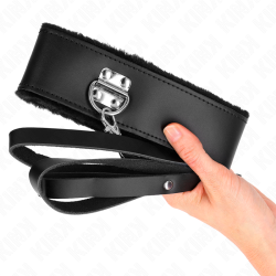 KINK - HALSKETTE MIT GÜRTEL 116 CM MIT SCHWARZEM LEDERBAND VERSTELLBAR 40-48 CM X 6 CM – Produktansicht 3