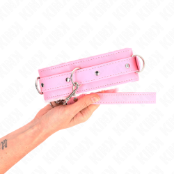 KINK - HALSBAND MIT LEINE 65 CM MIT EINSCHRÄNKUNGEN ROSA 36-42 CM X 5,5 CM – Produktansicht 2