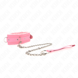 KINK - HALSBAND MIT LEINE 65 CM MIT EINSCHRÄNKUNGEN ROSA 36-42 CM X 5,5 CM – Produktansicht 3