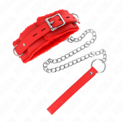 KINK - HALSBAND MIT LEINE 65 CM MIT EINSCHRÄNKUNGEN ROT 36-42 CM X 5,5 CM – Produktansicht 2