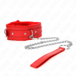 KINK - HALSBAND MIT LEINE 65 CM MIT EINSCHRÄNKUNGEN ROT 36-42 CM X 5,5 CM – Produktansicht 4