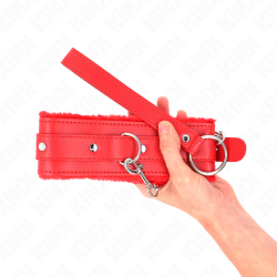 KINK - HALSBAND MIT LEINE 65 CM MIT EINSCHRÄNKUNGEN ROT 36-42 CM X 5,5 CM – Produktansicht 5