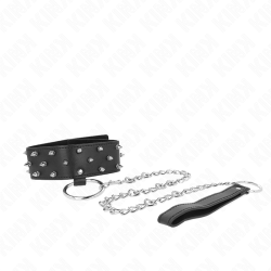 KINK - HALSKETTE MIT LEINE 65 CM MIT SILBERNEN NIETEN MODELL 5 VERSTELLBAR 36-43 CM X 5 CM – Produktansicht 4