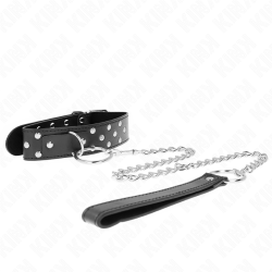 KINK - RING NIETEN BAND HALSKETTE MIT GÜRTEL 65 CM SCHWARZ VERSTELLBAR 36-50 CM X 3,8 CM – Produktansicht 3