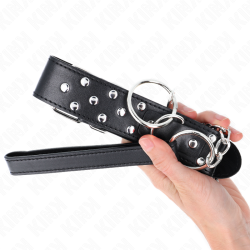 KINK - RING NIETEN BAND HALSKETTE MIT GÜRTEL 65 CM SCHWARZ VERSTELLBAR 36-50 CM X 3,8 CM – Produktansicht 5