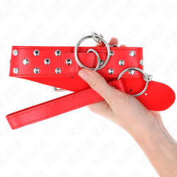 KINK - RING NIETEN BAND HALSKETTE MIT GÜRTEL 65 CM ROT VERSTELLBAR 36-50 CM X 3,8 CM – Produktansicht 3