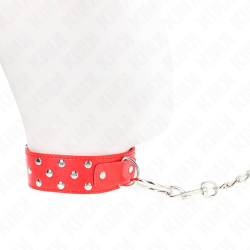 KINK - RING NIETEN BAND HALSKETTE MIT GÜRTEL 65 CM ROT VERSTELLBAR 36-50 CM X 3,8 CM – Produktansicht 4