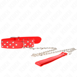 KINK - RING NIETEN BAND HALSKETTE MIT GÜRTEL 65 CM ROT VERSTELLBAR 36-50 CM X 3,8 CM – Produktansicht 5