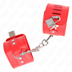 KINK - HANDGELENKFESSELN MIT VORHÄNGESCHLOSS VERSCHLUSS ROT VERSTELLBAR 16-23 CM X 5,5 CM – Produktansicht 3