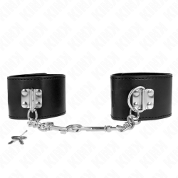 KINK - HANDGELENKFESSELN MIT VORHÄNGESCHLOSS VERSCHLUSS SCHWARZ VERSTELLBAR 16-23 CM X 5,5 CM – Produktansicht 2