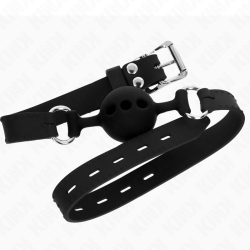 KINK - VOLLSILIKON-KLAPPEN 55 x 2 CM MIT 4 CM KUGEL GRÖSSE S SCHWARZ VERSTELLBAR 35-51 CM – Produktansicht 2