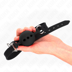 KINK - VOLLSILIKON-KLAPPEN 55 x 2 CM MIT 5 CM KUGEL GRÖSSE L SCHWARZ VERSTELLBAR 35-51 CM – Produktansicht 3