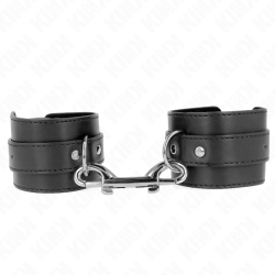 KINK - HANDGELENKFESSELN - EINZELNE NIETENREIHE UND GROSSE SCHNALLE SCHWARZ VERSTELLBAR 17-28 CM X 5 CM – Produktansicht 2