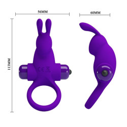 PRETTY LOVE - VIBRATORRING I KANINCHEN FÜR LILA PENIS – Produktansicht 6