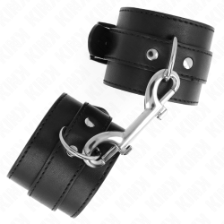 KINK - HANDGELENKFESSELN - EINZELNE NIETENREIHE UND GROSSE SCHNALLE SCHWARZ VERSTELLBAR 17-28 CM X 5 CM – Produktansicht 3