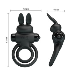 PRETTY LOVE - VIBRATOR III KANINCHENRING FÜR SCHWARZEN PENIS – Produktansicht 6