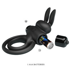 PRETTY LOVE - VIBRATOR III KANINCHENRING FÜR SCHWARZEN PENIS – Produktansicht 8
