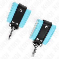 KINK - PREMIUM ABSCHLIEßBARE HANDGELENKFESSELN SCHWARZ/BLAU VERSTELLBAR 21-28 CM X 5,5 CM – Produktansicht 4