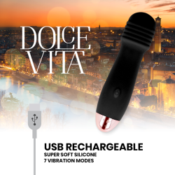 DOLCE VITA - AUFLADBARER VIBRATOR DREI SCHWARZ 7 GESCHWINDIGKEITEN – Produktansicht 4